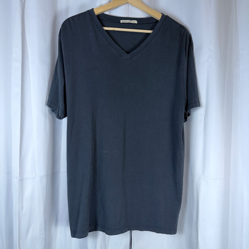 Marine Layer Mens V-Neck T-Shirt Charcoal Grey Supima Cotton Modal Size M/L